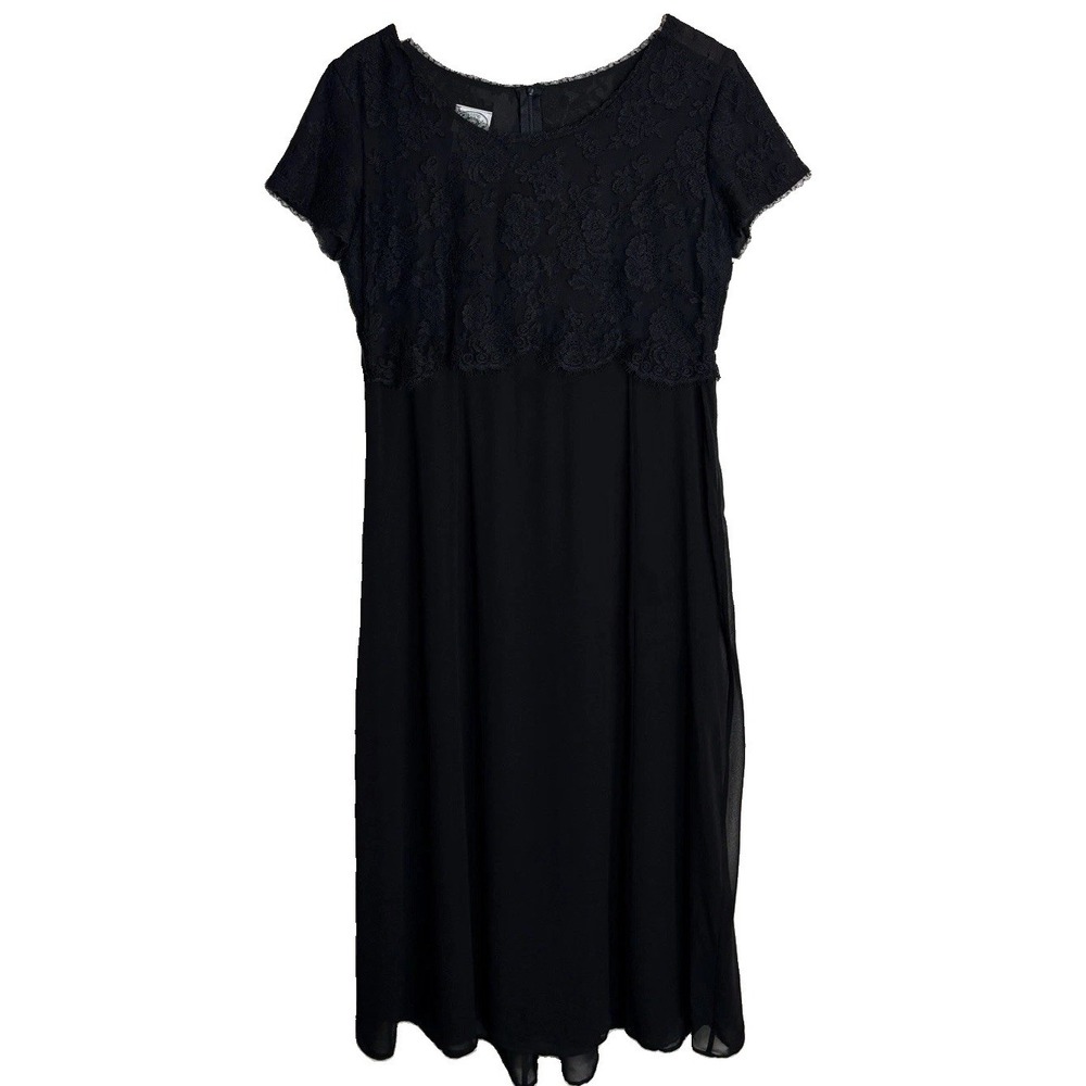 Vintage Laura Ashley Maxi Dress Lace Top Womens 10 Black Victorian Regency